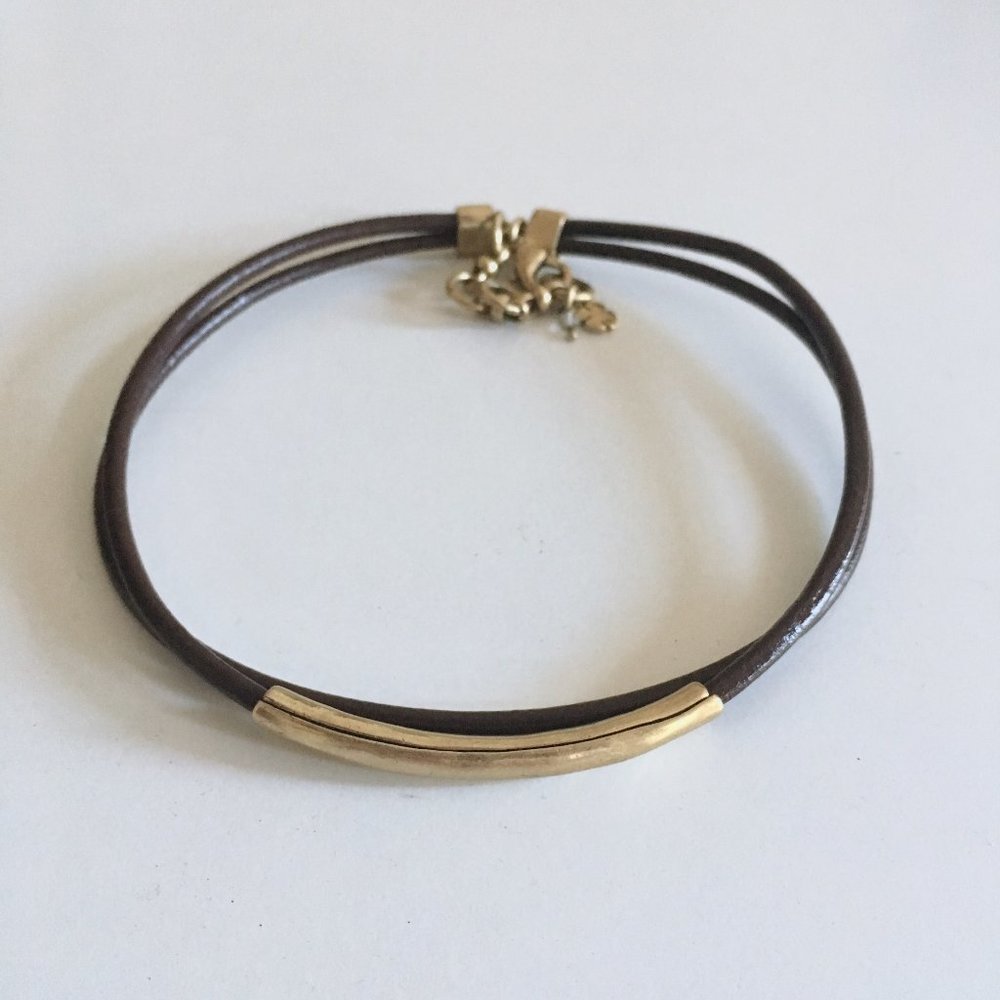 Lucky Brand Leather & Gold Choker